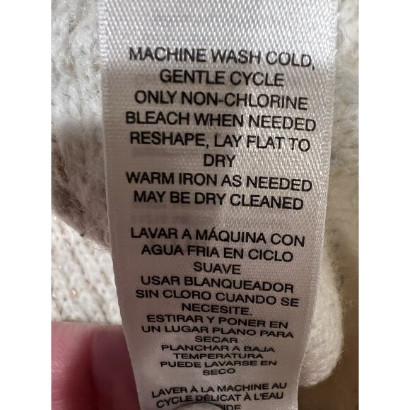 Chico's Chicos Wool Blend Cream Crew Neck Pullover Sweater Embroidered 1/Medium - Picture 7 of 8